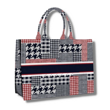 Load image into Gallery viewer, Icon Tote - Your Own Houndstooth Print Book Tote
