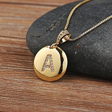 Accessories - Necklace : Personalised Alphabet Initial Copper Coloured Pendants with CZ