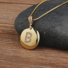 Load image into Gallery viewer, Accessories - Necklace : Personalised Alphabet Initial Copper Coloured Pendants with CZ
