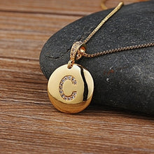 Load image into Gallery viewer, Accessories - Necklace : Personalised Alphabet Initial Copper Coloured Pendants with CZ
