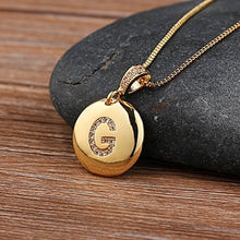 Load image into Gallery viewer, Accessories - Necklace : Personalised Alphabet Initial Copper Coloured Pendants with CZ
