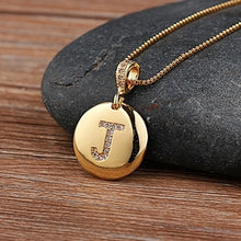 Load image into Gallery viewer, Accessories - Necklace : Personalised Alphabet Initial Copper Coloured Pendants with CZ
