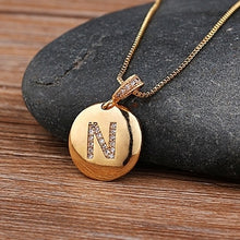 Load image into Gallery viewer, Accessories - Necklace : Personalised Alphabet Initial Copper Coloured Pendants with CZ
