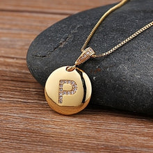 Load image into Gallery viewer, Accessories - Necklace : Personalised Alphabet Initial Copper Coloured Pendants with CZ
