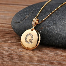 Load image into Gallery viewer, Accessories - Necklace : Personalised Alphabet Initial Copper Coloured Pendants with CZ
