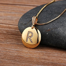 Load image into Gallery viewer, Accessories - Necklace : Personalised Alphabet Initial Copper Coloured Pendants with CZ
