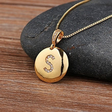 Load image into Gallery viewer, Accessories - Necklace : Personalised Alphabet Initial Copper Coloured Pendants with CZ
