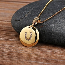 Load image into Gallery viewer, Accessories - Necklace : Personalised Alphabet Initial Copper Coloured Pendants with CZ
