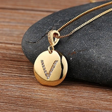 Load image into Gallery viewer, Accessories - Necklace : Personalised Alphabet Initial Copper Coloured Pendants with CZ
