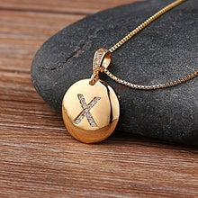 Load image into Gallery viewer, Accessories - Necklace : Personalised Alphabet Initial Copper Coloured Pendants with CZ
