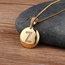 Load image into Gallery viewer, Accessories - Necklace : Personalised Alphabet Initial Copper Coloured Pendants with CZ
