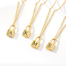 Load image into Gallery viewer, Accessories - Necklace : Stainless Steel Initial Necklace Gold Chain Padlock Necklace
