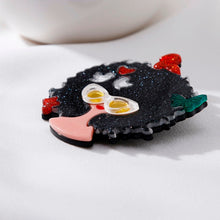 Load image into Gallery viewer, Accessories - Brooch : Wild Hair look Lovely Acrylic Lady With Birds Butterfly Brooch / Badges
