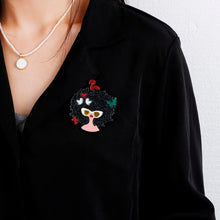 Load image into Gallery viewer, Accessories - Brooch : Wild Hair look Lovely Acrylic Lady With Birds Butterfly Brooch / Badges

