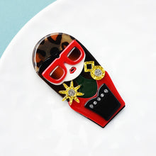 Load image into Gallery viewer, Accessories - Brooch : Posh Long Straight Hair with a pair of Red frame bold earring Girl Brooch / Batch
