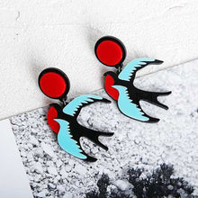 Load image into Gallery viewer, Accessories - Earring : Dangle Statement Acrylic Swallow / Parrot Stud Earrings
