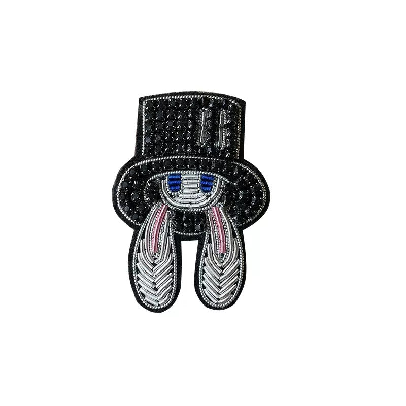 Accessories - Brooch : Rabbit and a Hat handmade Indian silk embroidery brooch