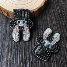 Load image into Gallery viewer, Accessories - Brooch : Rabbit and a Hat handmade Indian silk embroidery brooch
